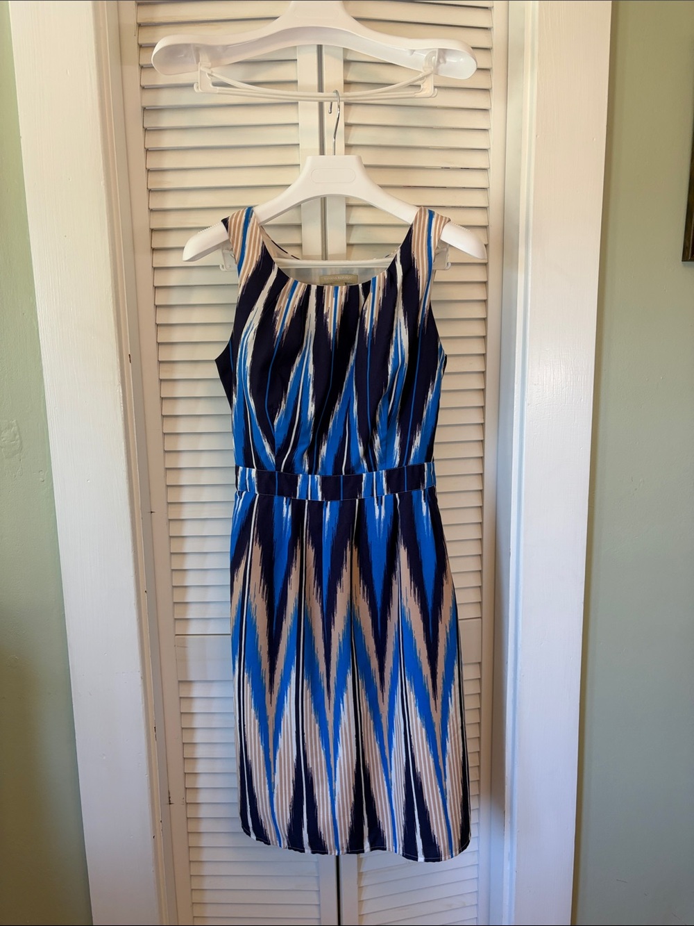 Banana Republic Navy, Blue and Cream Sleeveless Dress